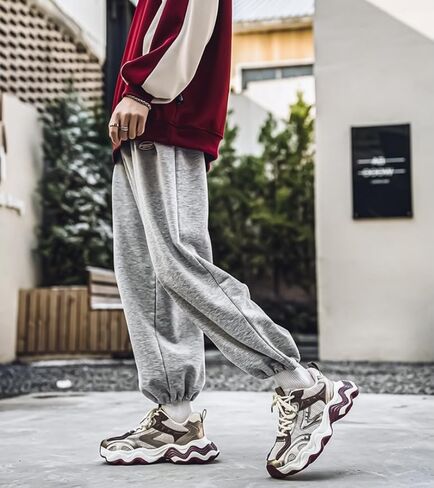 Floette Men's Silver Black Fashion Sneakers Dad Shoes Walking Casual Trendy Chunky Platform Sneakers in Saudi Arabia