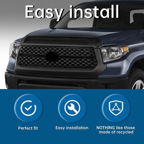 Front Upper Hood Bulge Molding Grille Trim Fit For Toyota Tundra 2014 2015 2016 2017 2018 2019 2020 2021 Front Bumper Grille ABS Plastic Matte black, BY-171 in Kuwait