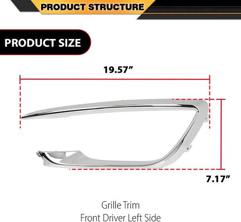Front Driver Side Bumper Molding Grille Fog Light Trim Compatible with Lincoln MKZ 2017-2020 HP5Z15266AB, FO1046105 Chrome in Saudi Arabia
