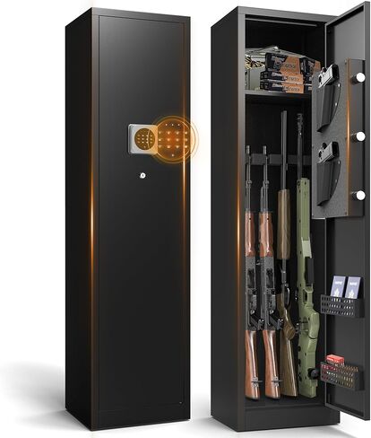 Marcree Gun Safe, 3-5 Digital Gun Cabinet for Rifle and Pistol with Removable Shelf, Rifle Safes with Alarm System, Mute Mode, Quick Access Shotgun Safe for Home, Assembly Required, 54.33“H in Kuwait