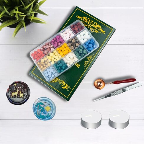 Wax Seal Beads Kit, Zifospy 3 Colors 420 PCS Sealing Wax Beads with 1PCS Heart Wax Seal Stamp, 1PCS Wax Melting Spoon and 2 Candles for Wax Seal, Wax Seal Kit for Invitations in Saudi Arabia