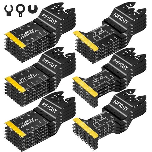 AIFICUT 26pcs Oscillating Saw Blades Titanium Multitool Blades for Wood Plastics Metal oscillating Tool Blades Kits Fit Rockwell Ridgid Ryobi Milwaukee Chicago Craftsman Dewalt in Kuwait