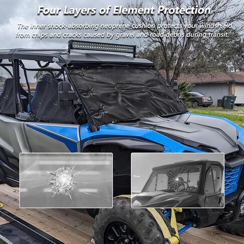 واقي الزجاج الأمامي للنقل، غطاء الزجاج الأمامي UTV عالي التحمل من النيوبرين مقاس 52 بوصة عرض × 31 بوصة ارتفاع in Kuwait