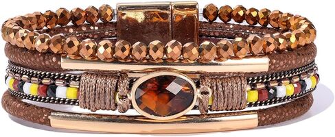 Boho Leather Wrap Bracelets Beaded Stackable Cuff Bracelet Country Concert Outfits Cowboy Cowgirl Western Jewelry Gifts for Women in Saudi Arabia