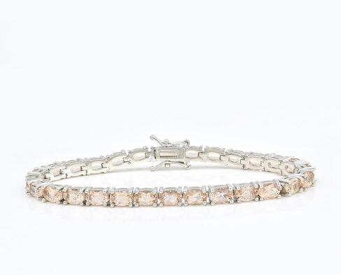 Natural Peach Color Morganite 6x4mm Oval Cut Tennis Bracelet for Women in 925 Sterling Silver | Handmade Morganite Line Bracelet | Elegant October Birthstone Jewelry | Engagement Gift in Saudi Arabia