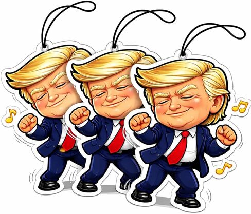 Dancing Trump Air Fresheners 4x4 Inch, Bundle of 3, Black Diamond Ice Fragrance for Conservatives - Donald Trump Merchandise, Smell Great Again in Saudi Arabia