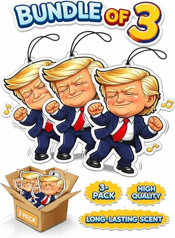 Dancing Trump Air Fresheners 4x4 Inch, Bundle of 3, Black Diamond Ice Fragrance for Conservatives - Donald Trump Merchandise, Smell Great Again in Saudi Arabia
