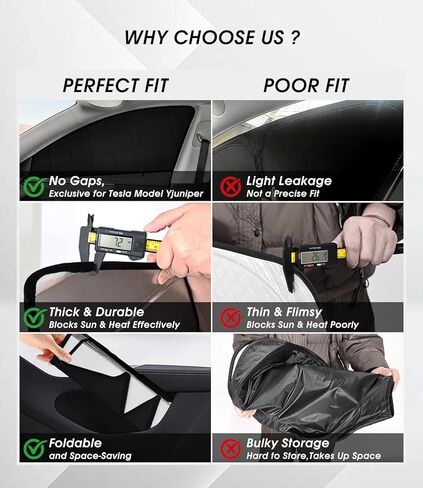 مظلات جانبية للنافذة لعام 2025 2026 طراز Tesla Y Juniper، تناسب 6 قطع حسب الطلب، تصميم قابل للطي سهل التركيب، تخزين مدمج، أغطية خصوصية تحجب الأشعة فوق البنفسجية in Kuwait