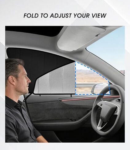 مظلات جانبية للنافذة لعام 2025 2026 طراز Tesla Y Juniper، تناسب 6 قطع حسب الطلب، تصميم قابل للطي سهل التركيب، تخزين مدمج، أغطية خصوصية تحجب الأشعة فوق البنفسجية in Kuwait