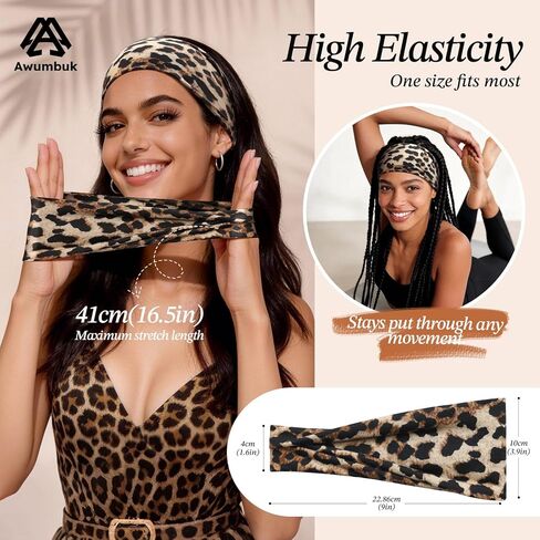 Headbands for Women, 8 Pack Non-Slip Moisture Wicking Sports Wide Head Bands, Stretchy Elastic Fabric, Multiple Colors Securing Hair for Fashion, Sports, Yoga, Running, Daily Life in Saudi Arabia
