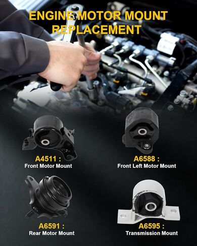 OCPTY Engine Motor Mount Transmission Mount Set (Automatic Transmission) Compatible for Civic 1.7L 2001-2005 for Acura EL 1.7L 2001-2005 # A4511 A6588 A6591 A6595 4PCS in Saudi Arabia