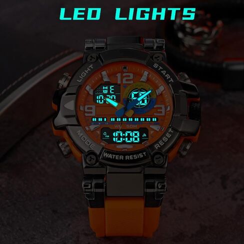findtime Mens Watch Sport Waterproof Watches Colorful Digital Analog Wrist Watch Military Tactical Outdoor Big Face Watches Unique Wristwatch with LED Stopwatch Countdown Alarm Dual Time in Saudi Arabia