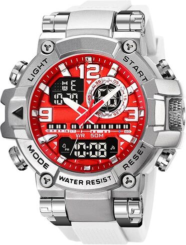 findtime Mens Watch Sport Waterproof Watches Colorful Digital Analog Wrist Watch Military Tactical Outdoor Big Face Watches Unique Wristwatch with LED Stopwatch Countdown Alarm Dual Time in Kuwait