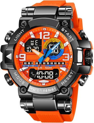 findtime Mens Watch Sport Waterproof Watches Colorful Digital Analog Wrist Watch Military Tactical Outdoor Big Face Watches Unique Wristwatch with LED Stopwatch Countdown Alarm Dual Time in Saudi Arabia