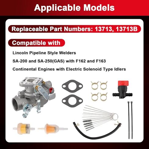 13713B Carburetor for Lincoln Welder Sa200 Sa-250 F-162 F-163 Replace 13713 Sa-200 Sa 250 F162 F163 Gas Engine Powered Sa 200 Carb kit in Kuwait