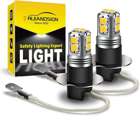 Ruiandsion H3 LED Fog Light Bulbs 6000K White Super Bright 2835 10SMD Chips 9-30V for Car Fog Lights(Pack of 2) in Saudi Arabia