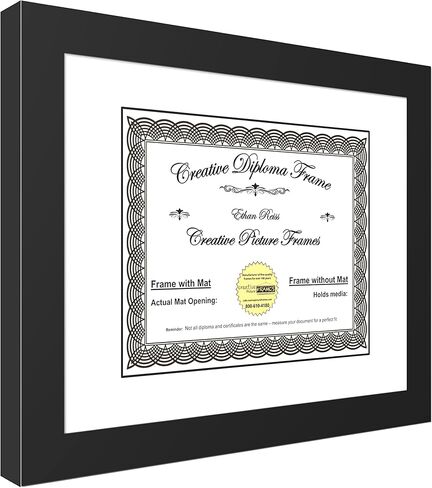 Creative Picture Frames 11x14 Manhattan Black Certificate Diploma Frame with White Mat 12x15-inch Frame includes Glass and Installed Hanger (pack of 2, White Matting) in Saudi Arabia