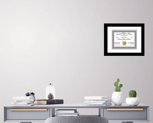 Creative Picture Frames 11x14 Manhattan Black Certificate Diploma Frame with White Mat 12x15-inch Frame includes Glass and Installed Hanger (pack of 2, White Matting) in Saudi Arabia