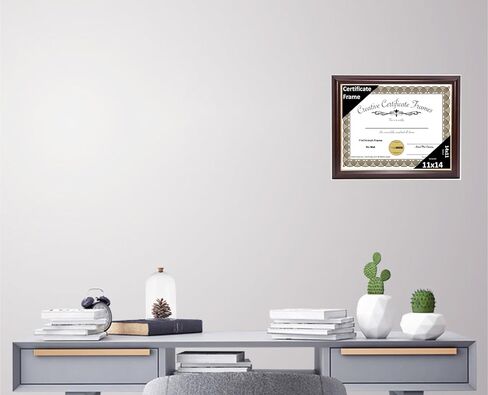 Creative Picture Frames 11x14 Mahogany Certificate Diploma with Gold Rim Frame No Mat with Easel (No Matting) in Saudi Arabia
