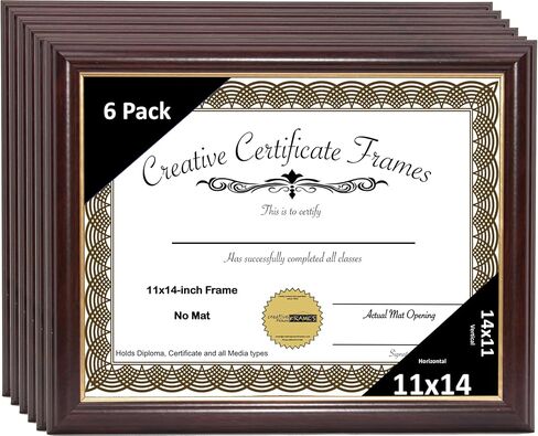 Creative Picture Frames 11x14 Mahogany Certificate Diploma with Gold Rim Frame No Mat with Easel (No Matting) in Saudi Arabia