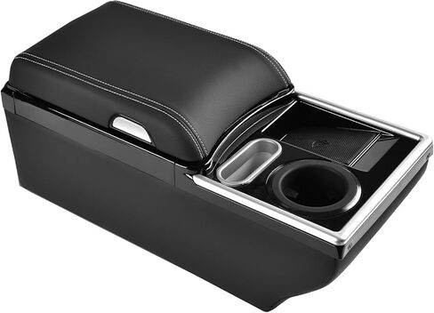 Coverado Center Console, Universal Bench Seat Center Console with Wireless Charging & Cup Holder & 7 Light Modes, Truck Back Seat Car Organizer, Rear Central Car Armrest Box with Storage, Gray in Saudi Arabia