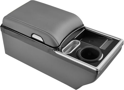 Coverado Center Console, Universal Bench Seat Center Console with Wireless Charging & Cup Holder & 7 Light Modes, Truck Back Seat Car Organizer, Rear Central Car Armrest Box with Storage, Gray in Saudi Arabia