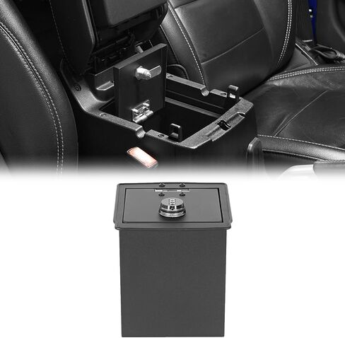Hooke Road JL Gladiator Center Console Safe Lockbox Insert Armrest Storage for 2018-2026 Jeep Wrangler JL & Gladiator JT 2/4 Doors, Heavy Duty Black Steel Password Lock Box Vault in Saudi Arabia