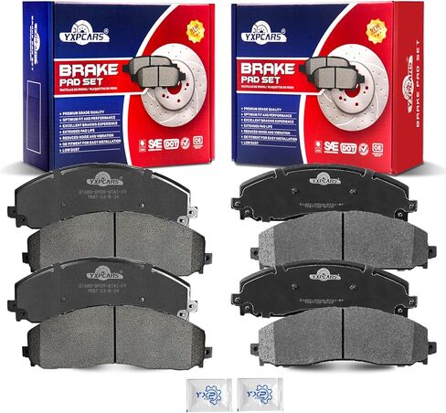 Ceramic Disc Brake Pads Set Front and Rear for Ford F-250 Super Duty 2013-2023/ F-350 Super Duty 2013 2014 2015 2016 2017 2018 2019 2020 2021 2022 2023/ F-450 Super Duty 2013-2016 With 8 Lug in Kuwait