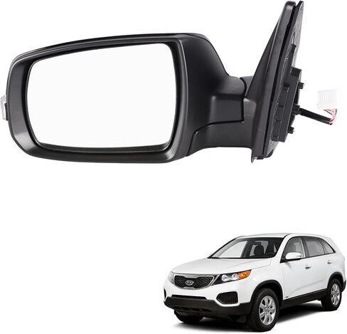 Left Driver Side 7 Pins Heated Power Mirror Compatible with 2011-2015 Kia Sorento – Manual Folding, Heated Power Glass, Black, Paint-to-Match 876101U050 in Kuwait