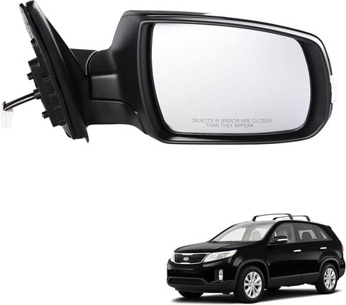 Left Driver Side 7 Pins Heated Power Mirror Compatible with 2011-2015 Kia Sorento – Manual Folding, Heated Power Glass, Black, Paint-to-Match 876101U050 in Saudi Arabia
