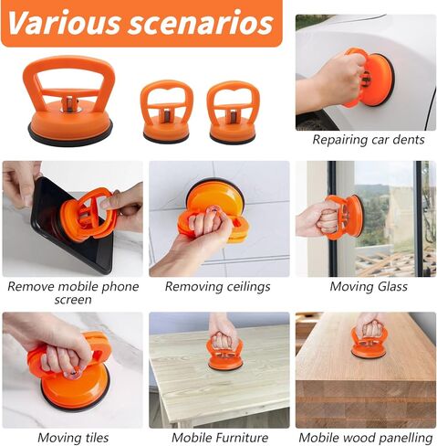 مجموعة إزالة الانبعاجات، أداة سحب انبعاجات السيارة، مجموعة أدوات سحب انبعاجات السيارة القوية، كوب شفط لانبعاجات السيارة، إصلاح انبعاجات السيارة، طقم إصلاح انبعاجات السيارة بدون طلاء للزجاج والبلاط (1 كبير + 2 صغير) in Kuwait