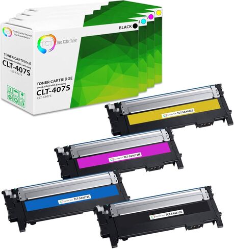 TCT 407S Toner Cartridge 4 Pack - Compatible Replacement for Samsung CLT-407S Works with Samsung CLP-320 320N CLX-3180 Printers (Black Cyan Magenta Yellow) in Kuwait