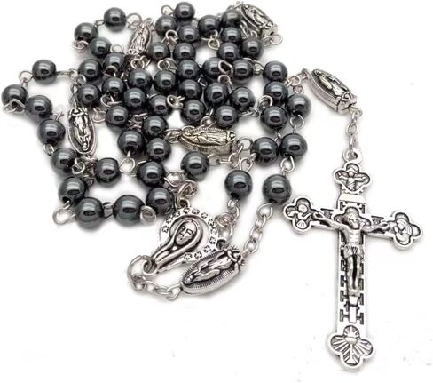 Rosary Beads Catholic for Man and Woman - Natural Black Stone Gemstone Rosary Beads, Catholic Gifts in Saudi Arabia