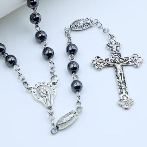 Rosary Beads Catholic for Man and Woman - Natural Black Stone Gemstone Rosary Beads, Catholic Gifts in Saudi Arabia