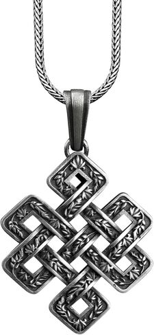 باي سيلفر ستون - قلادة عقدة سليمان من الفضة، مجوهرات حصرية مستوحاة من السلتيك للرجال in Kuwait