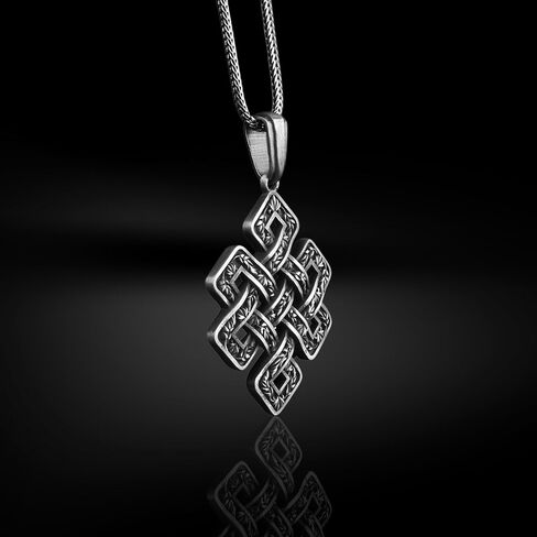 باي سيلفر ستون - قلادة عقدة سليمان من الفضة، مجوهرات حصرية مستوحاة من السلتيك للرجال in Kuwait