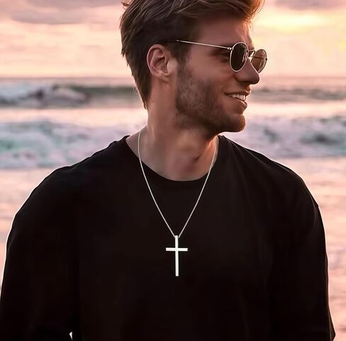 2 pcs- cross necklaces, men's silver cross necklace, women's 925 silver heart-shaped cross necklace. These are excellent gifts for occasions such as giving to parents, partners, friends, anniversaries, Christmas, Valentine's Day, etc. in Saudi Arabia