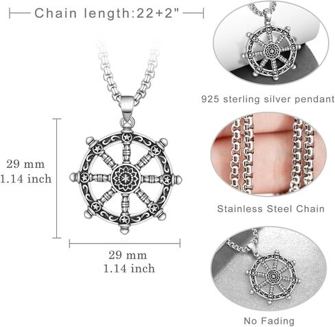 Buddha Necklace for Men 925 Sterling Silver Buddhist Pendant Necklace Talisman Jewelry in Saudi Arabia