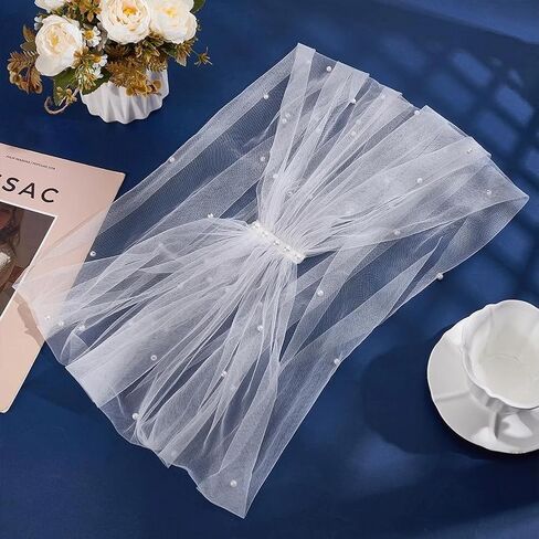 Pearl Shawl Wrap Shrug Bridal Cape Sheer Tulle Elegant Wedding Cape Dress Cover Up for Women Girls in Kuwait