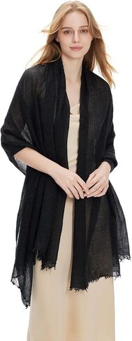 zero season Lightweight Wool Blend Scarf for Women & Men – All Season Travel Shawl Wrap with Fringe, Soft Gauze Feel Scarf in Saudi Arabia
