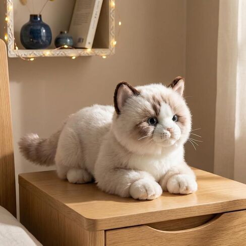 CU-MATE 20 بوصة - رمادي دوول كات ألعاب حيوانات محشوة من القطيفة - قطة آن بيكر واقعية مصنوعة يدويًا من القطيفة هدية هدية للحيوانات الأليفة مع صندوق in Kuwait