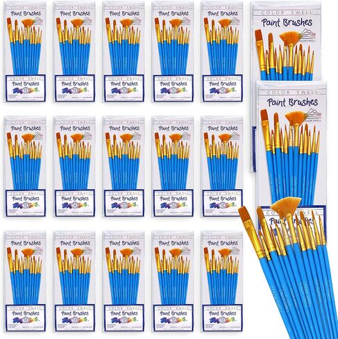 Color Swell Bulk Paint Brushes - 18 Packs of 12 Paint Brushes per Pack (216 Paint Brushes Total) - Bulk Paint Brushes in Saudi Arabia