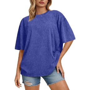 قمصان روزيميا كبيرة الحجم للنساء قمصان قطنية بأكمام قصيرة وغسل حمضي وقمصان فضفاضة عتيقة in Kuwait