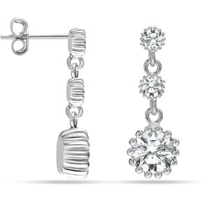 LeCalla 925 Sterling Silver CZ Earrings Lightweight Italian Design Cubic-Zirconia Studs Drop Dangle Earring for Women in Kuwait