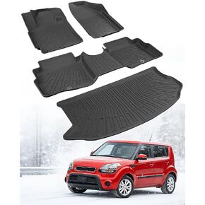 DiffCar® for Kia Soul Floor Mats: 2010 2011 2012 2013 Cargo Liner | All-Weather Custom Fit Car Accessories for Kia Soul Interior Protection | TPE Rubber Box Car Floor Trunk Carpet 4PCS Full Set Black in Kuwait