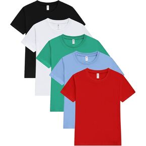 5 قطع من تيشيرتات الأولاد قمصان قصيرة الأكمام للأولاد تي شيرتات قطن للأطفال والبنات ملابس علوية صيفية من 4 إلى 12 سنة in Kuwait