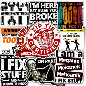 [ 10pcs-3''] Mechanic Sticker Pack, Funny Hard Hat Sticker, Technician Electrician Construction Gift for Men, Decoration for Toolbox Hard Hat Water Bottle Car Truck Vehicle Vinyl Decal in Kuwait
