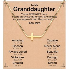 أنت هدية الله لي - قلادة متقاطعة من الذهب عيار 14 قيراط للحفيدة، هدايا عيد الميلاد وعيد الفصح للمراهقات والفتيات in Kuwait
