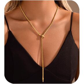 Snake Long Necklace 14k Gold Plated Charm Stainless Steel Adjustable Snake Chain for Party Jewelry in Kuwait
