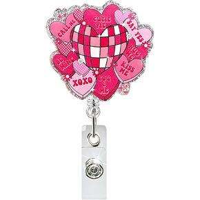 Cute Highland Cow Badge Reels Retractable Nurse Badge Reel Acrylic Funny Badge Holder Bow Cow Decorative Badge Holders Valentines Badge Clip for Student Teacher Nurse Doctor Office Name Card Tag in Saudi Arabia
